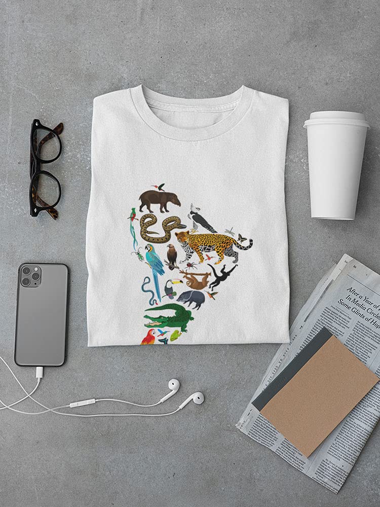 Smartprints South America Fauna Map T-Shirt for Men - Wildlife Graphic Tee for Casual Wear & Travel