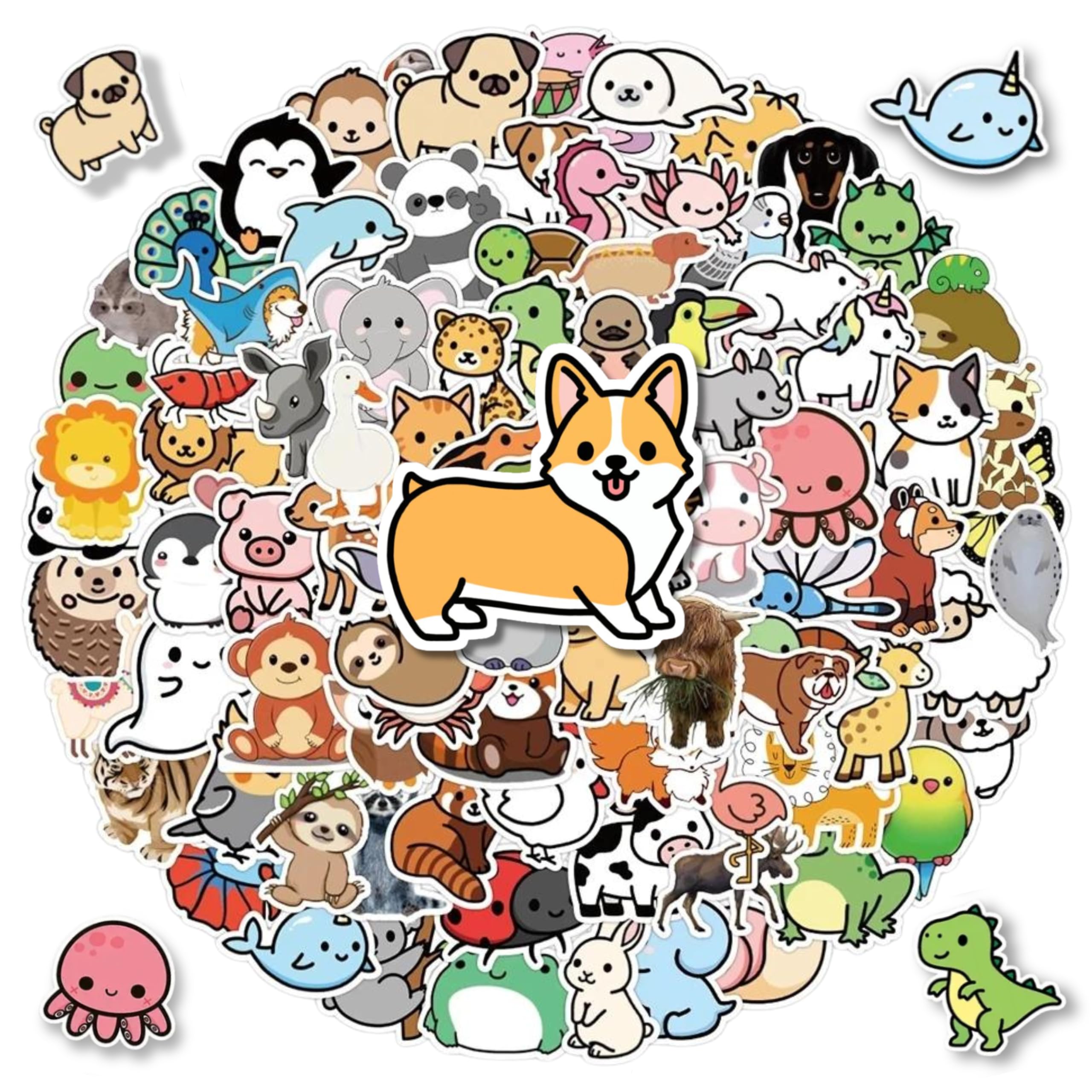 103 Pcs Cute Animal Stickers for Kids - Waterproof Vinyl Stickers for Chromebook, Laptop, Phone Case, Water Bottle, Notebook | Fun Decorative Stickers for School, Office, Party Favors & Stocking Stuffers