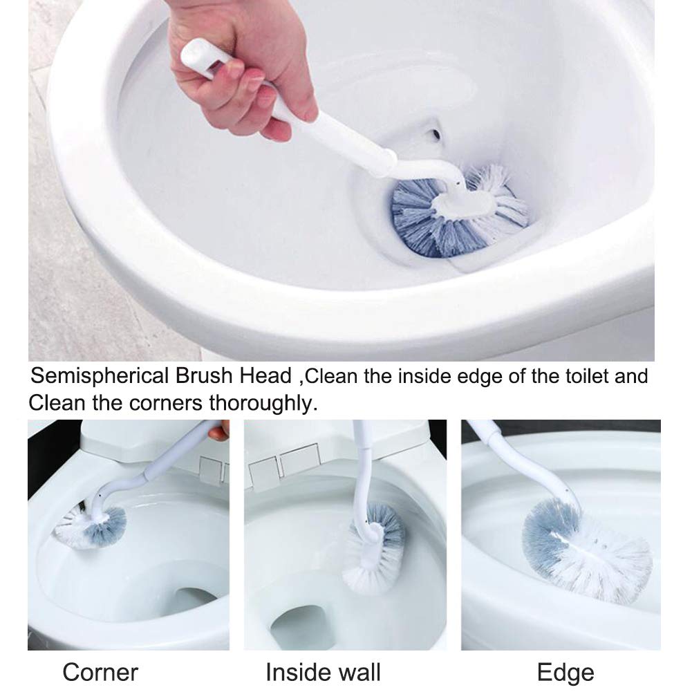 Marbarsse Toilet Bowl Brush and Holder Set - Curved Design for Deep Cleaning Under Rim, Compact Bathroom Cleaning Tool, Easy to Use and Store (1 Pack) - Ideal for Home, Apartment, and RV Bathrooms