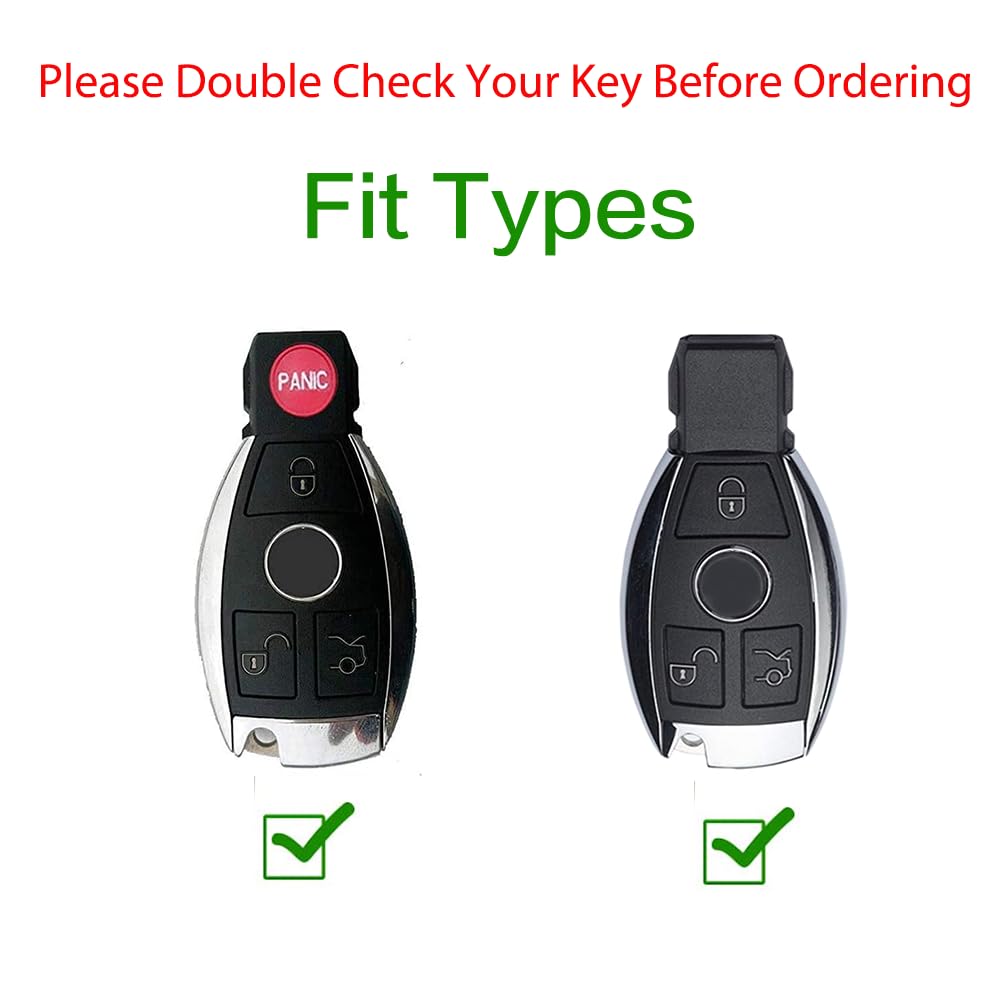 Premium Metal Key Fob Cover for Mercedes Benz - Compatible with C/E/G/S/M/GL/CLS/CLK/G Class Smart Key (Grey) | Durable Protection & Stylish Design for Keyless Entry Remote | Perfect for Daily Use, Travel & Car Enthusiasts