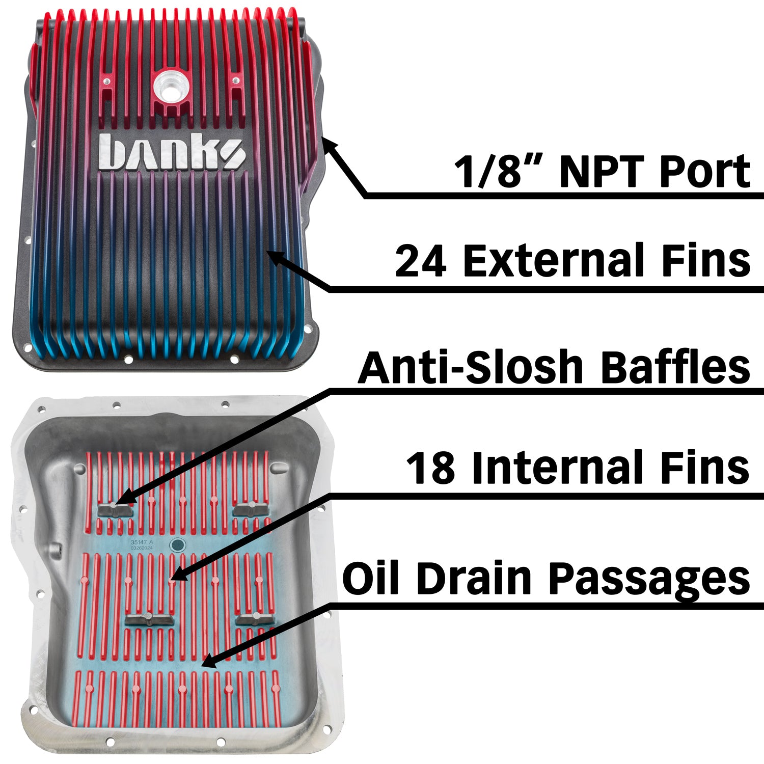 High-Performance 01-19 Chevy/GMC 2500/3500 Ram Air Transmission Pan - Heavy Duty Aluminum Alloy Upgrade for Improved Cooling & Durability - Perfect for Off-Roading, Towing & High-Performance Driving