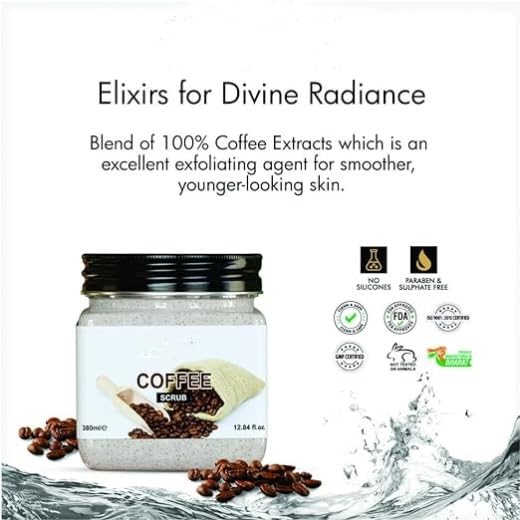 ZOOMIQUE Coffee Face & Body Scrub - Exfoliating & Brightening with Vitamins for Glowing Skin, Dark Circle Treatment (380ml) - Perfect for Morning Skincare Routine & Spa Day at Home