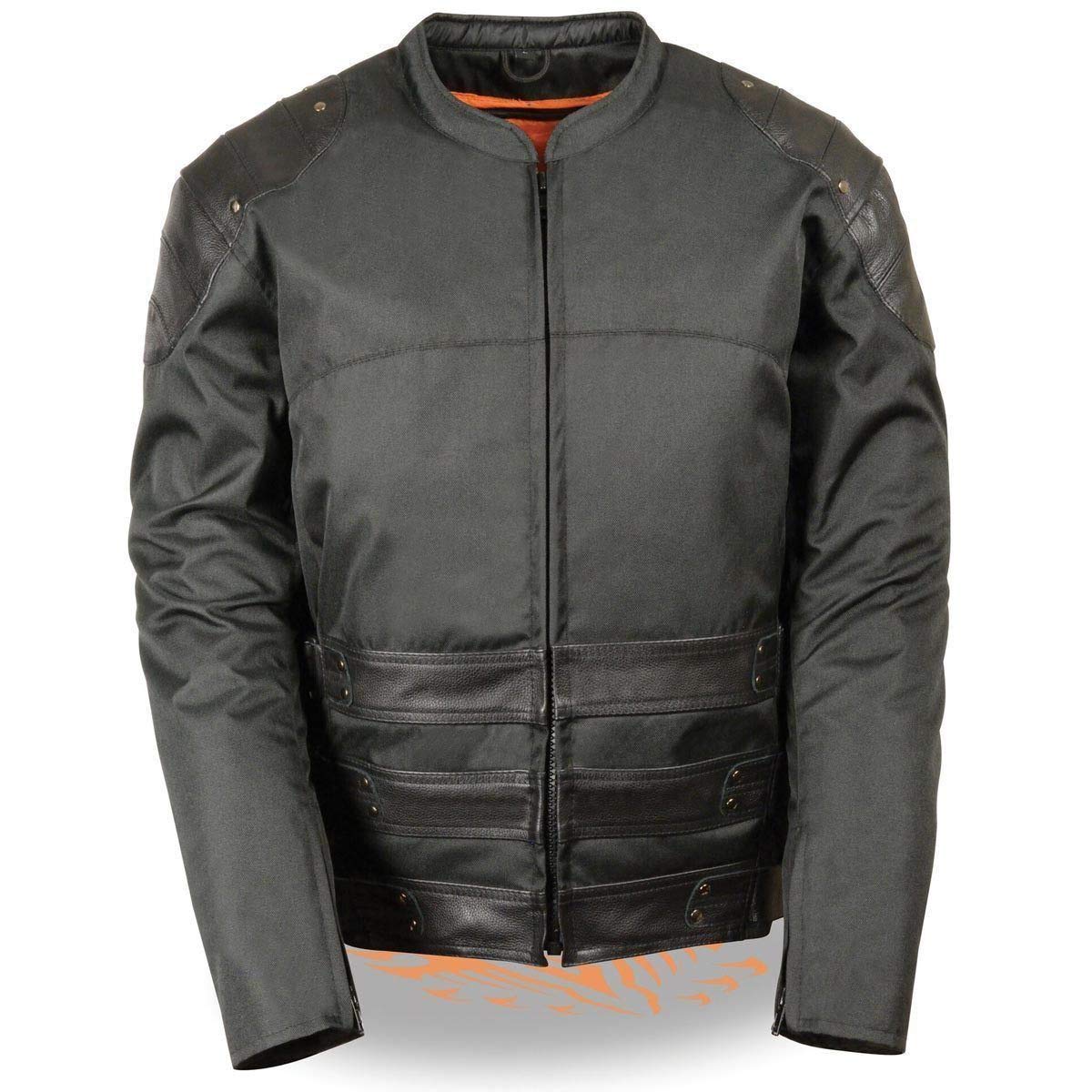 Milwaukee Leather MPM1755 Men's Assault Style Black Leather & Textile Motorcycle Jacket - Durable Riding Gear for Harley, Cruiser & Street Bikes