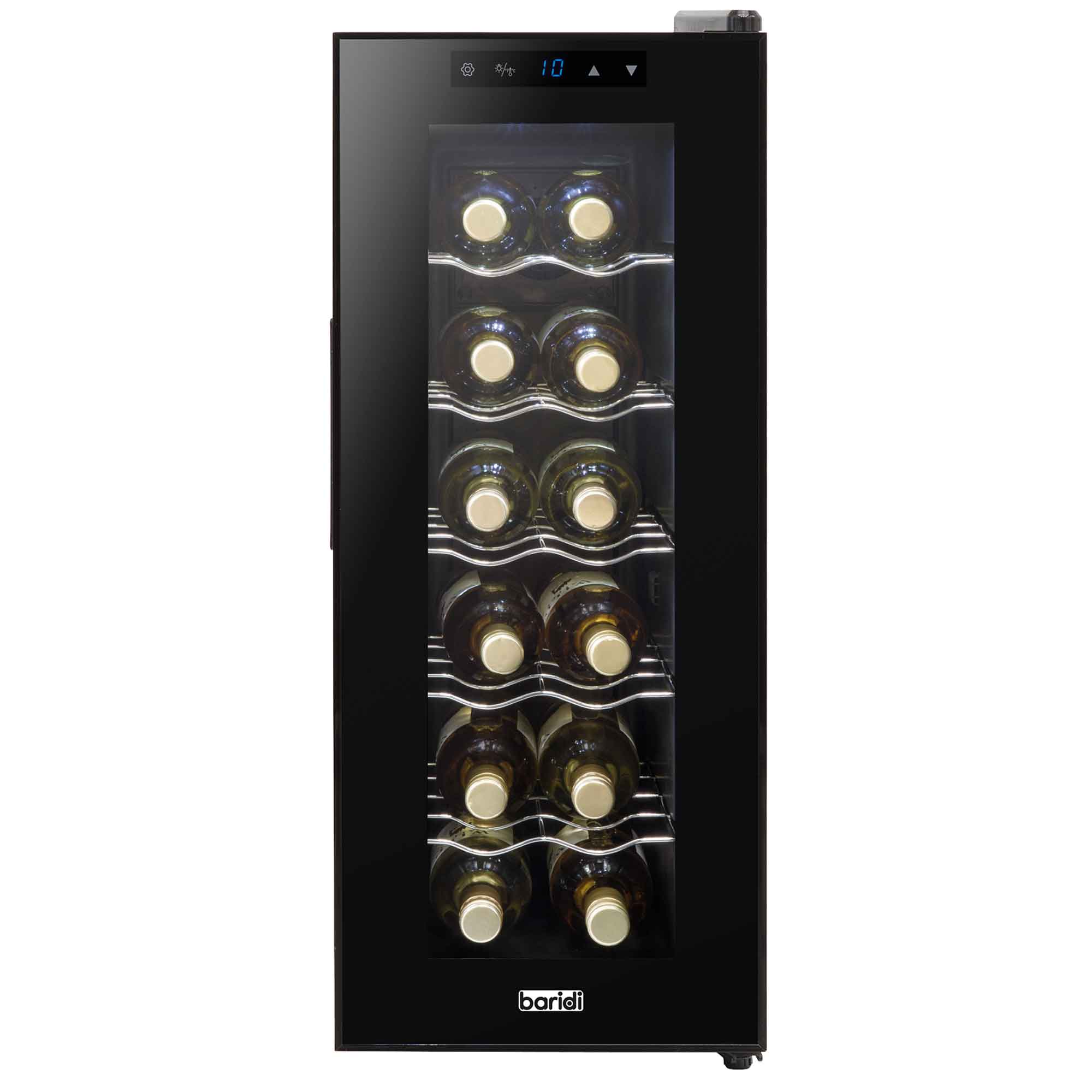 Baridi 12 Bottle Wine Cooler Refrigerator - Ultra Quiet 25dB, Touch Control, LED Display, Black (DH73) - Perfect for Home, Office, or Wine Cellar Storage