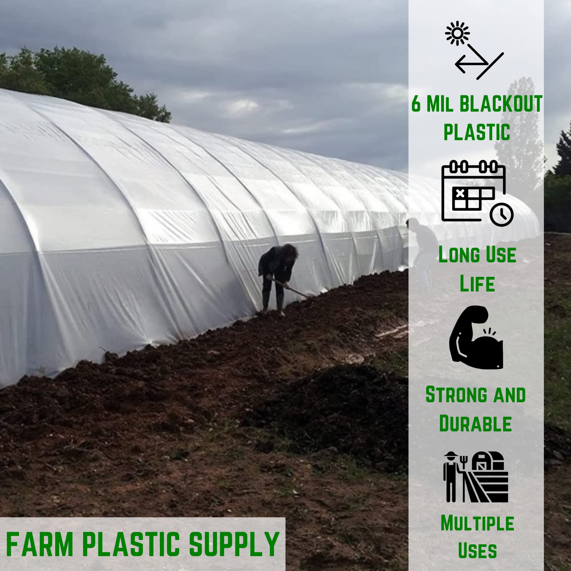 Premium Panda Film Light Deprivation Greenhouse Cover - 6 mil Thickness (30' x 75') - 100% Blackout Tarp for Hydroponics & Indoor Growing - Heavy Duty Black/White Polyethylene Sheeting - Ideal for Greenhouse, Grow Tents & Plant Protection