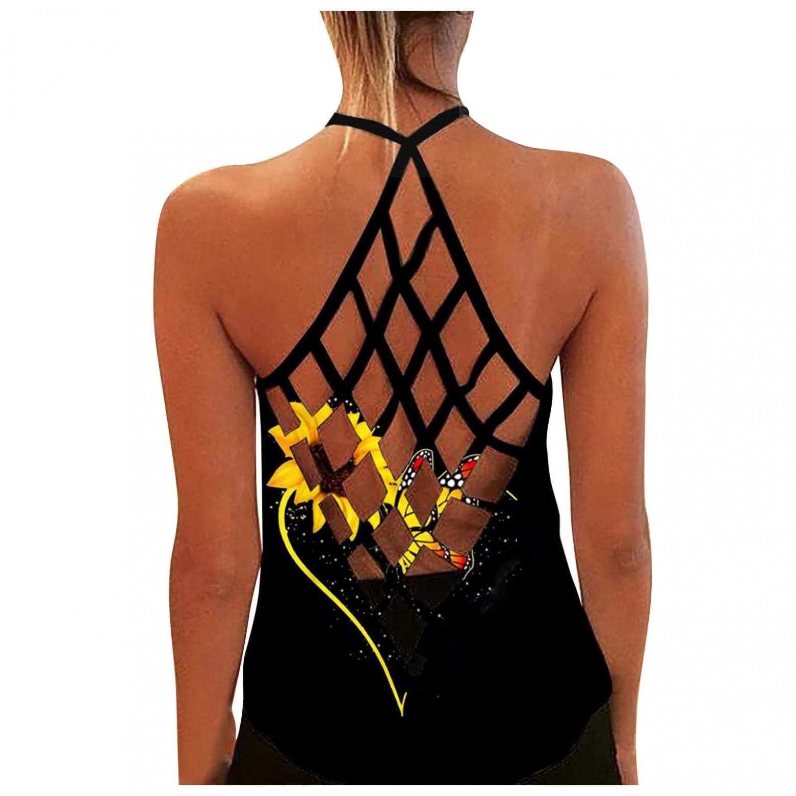 FABIURT Women's Summer Tops - Loose Fit Sexy Open Back Tank Tops & Sleeveless Blouses for Casual Outings, Beach Wear & Night Out