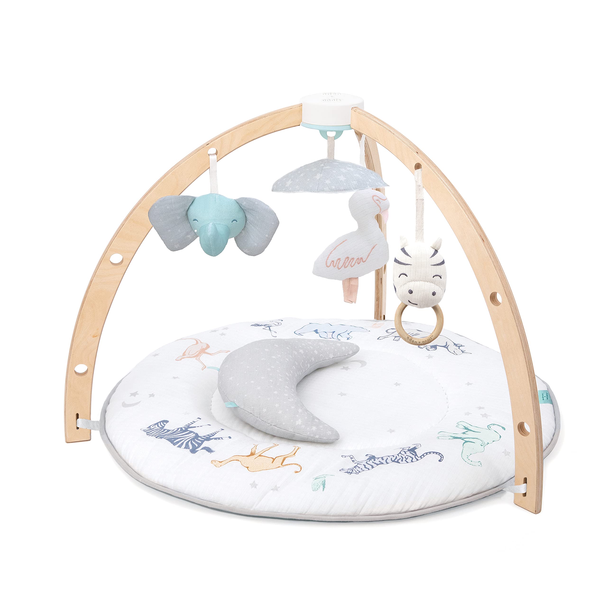 **aden + anais Play and Discover Baby Activity Gym – 30+ Developmental Benefits – 3 Attachable Toys & Plush Tummy Time Pillow – 100% Cotton Muslin – Machine Washable – Perfect for Newborns & Infants – Ideal for Playtime, Learning & Sensory Development**