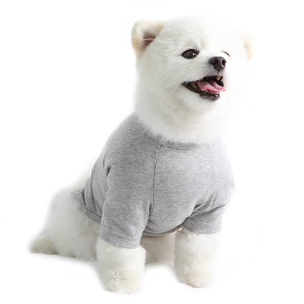 Soft Cotton Dog Shirt for Small Dogs - Gray Pet Tee for Daily Walks