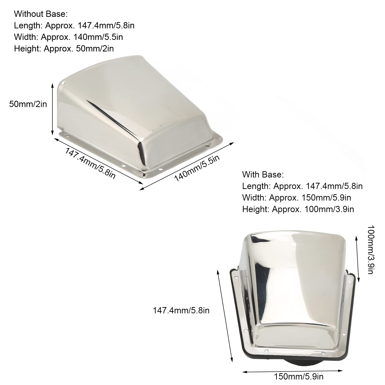 304 Stainless Steel Boat Blower Vent Cover with Nylon Base - Marine Grade Cowl Vent for Boats & Yachts - Waterproof & Durable Boat Accessory for Harsh Marine Environments