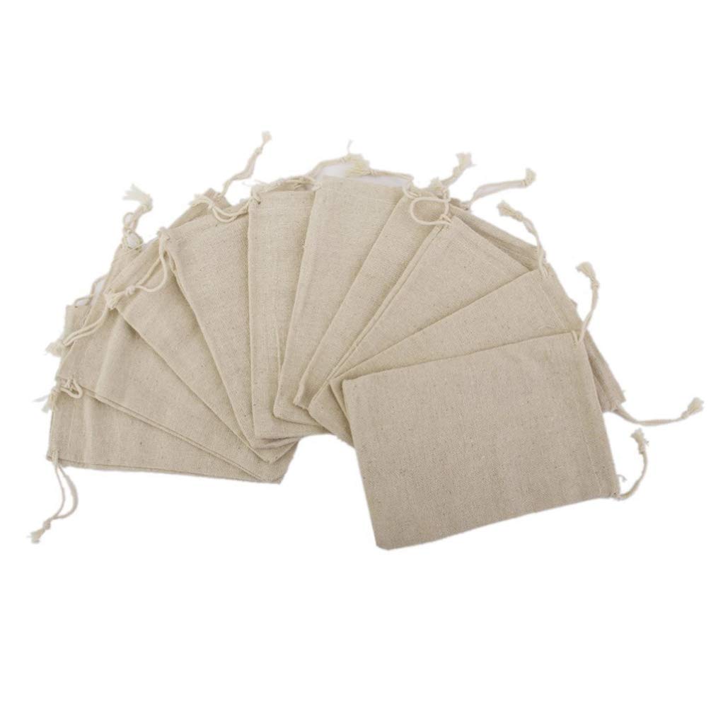 EXCEART Natural Linen Drawstring Bags - 10Pcs Burlap Gift Bags for Jewelry, Party Favors & Festivals (15cm & 20cm) - Perfect for Wedding Favors, Christmas Gifts & Craft Storage