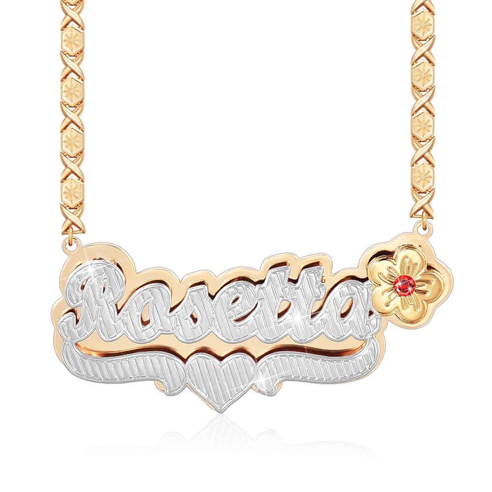 Custom Layered Name Necklace - Personalized Double Plated Heart Nameplate Letter Initial Choker in Gold (For Women, Men & Girls) | Perfect Gift for Anniversary, Birthday & Valentine's Day