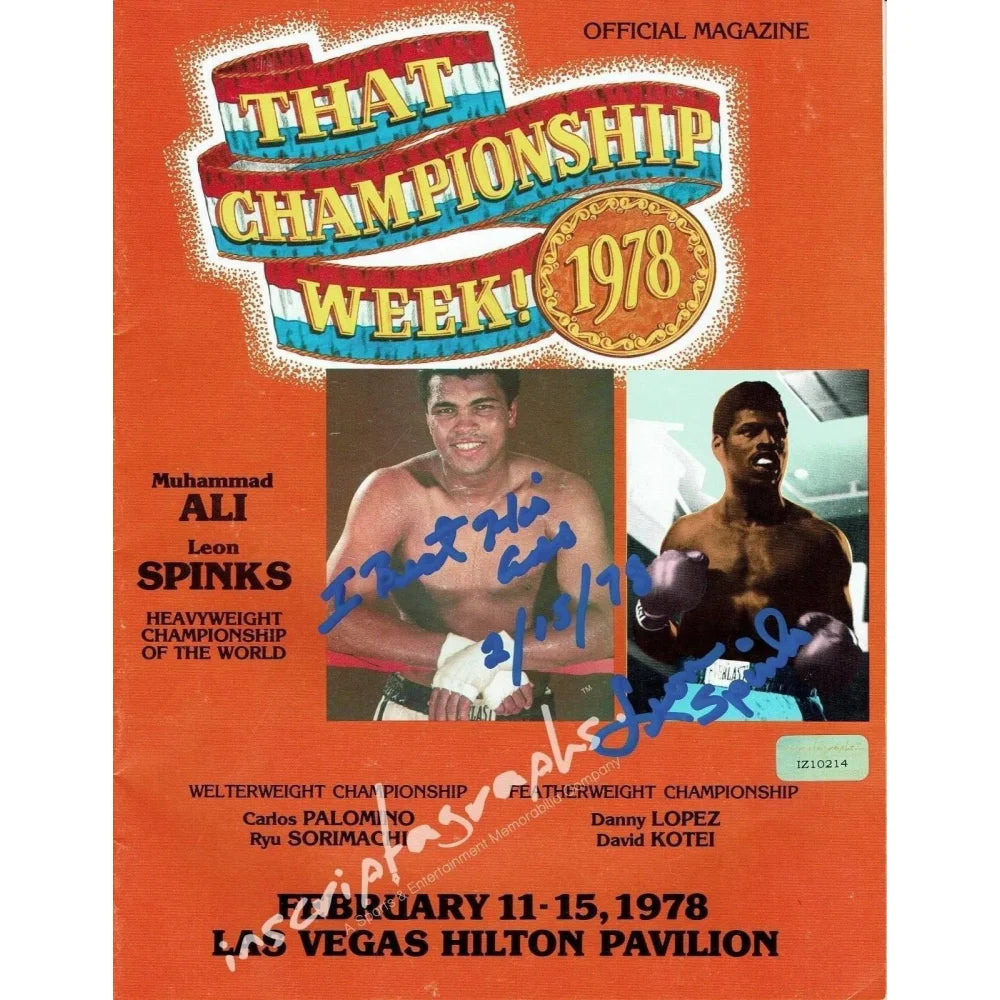 Leon Spinks Signed 1978 Muhammad Ali Fight Program - Authentic COA by Inscriptagraphs - Perfect for Boxing Memorabilia Collectors and Sports Fans