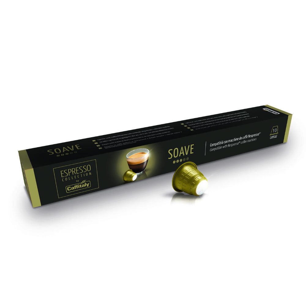 Caffitaly Soave Nespresso Compatible Coffee Capsules - 10 Pack for Espresso & Lungo - Perfect for Home & Office Use