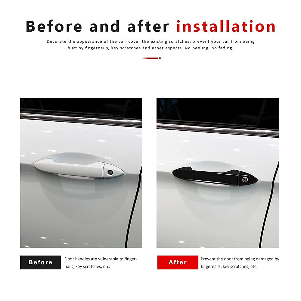 Glossy Black Car Door Handle Cover Compatible with Honda Accord 2013-2017 & Honda Pilot 2016-2022 (Non-Smart Key) - Durable Exterior Protection & Style Upgrade for Daily Commute and Road Trips