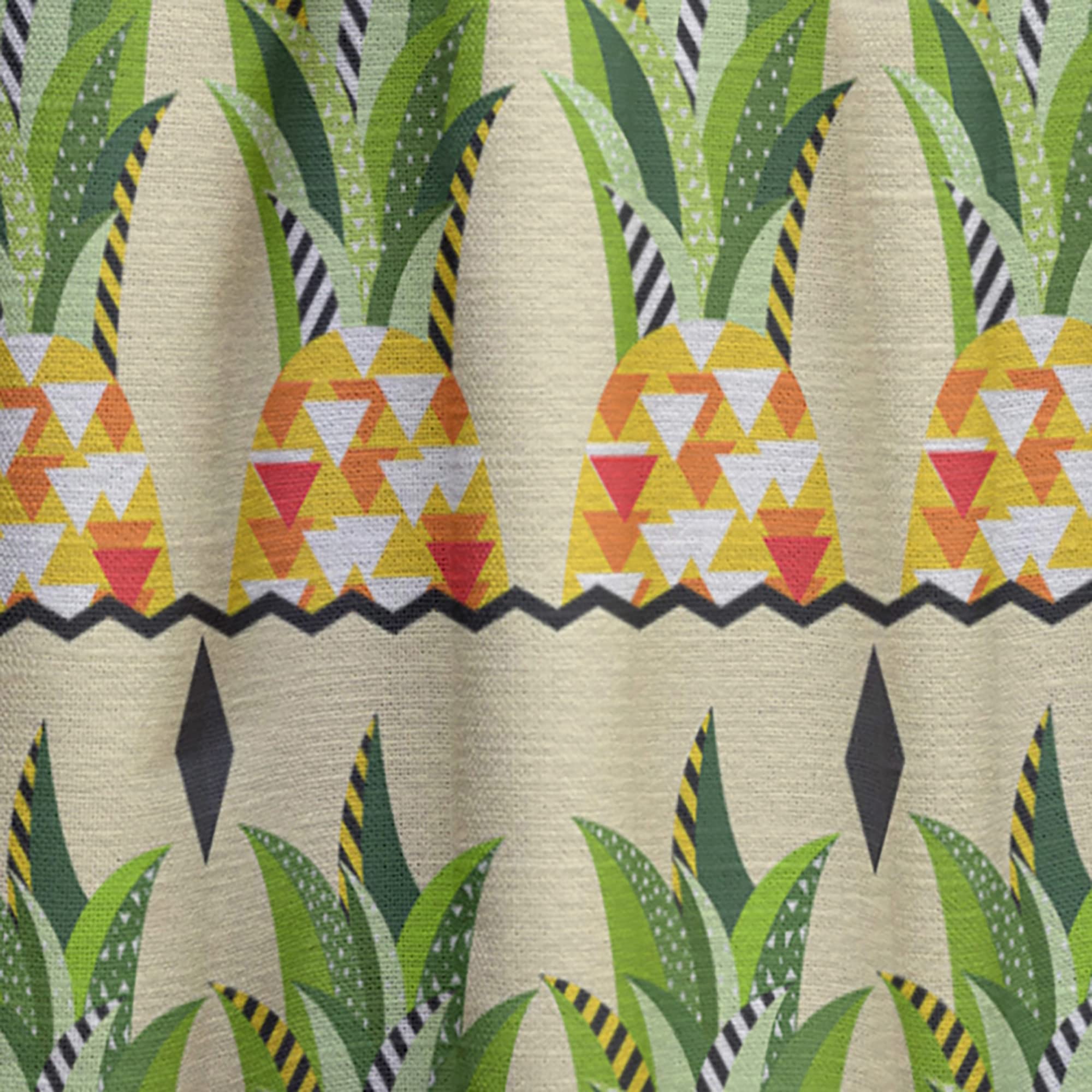 DesignQ Pineapple Geometric Print Thermal Insulated Curtains - Single Panel 52x90 Inches - Blackout Drapes for Bedroom & Living Room - Perfect for Home Decor and Sun Protection
