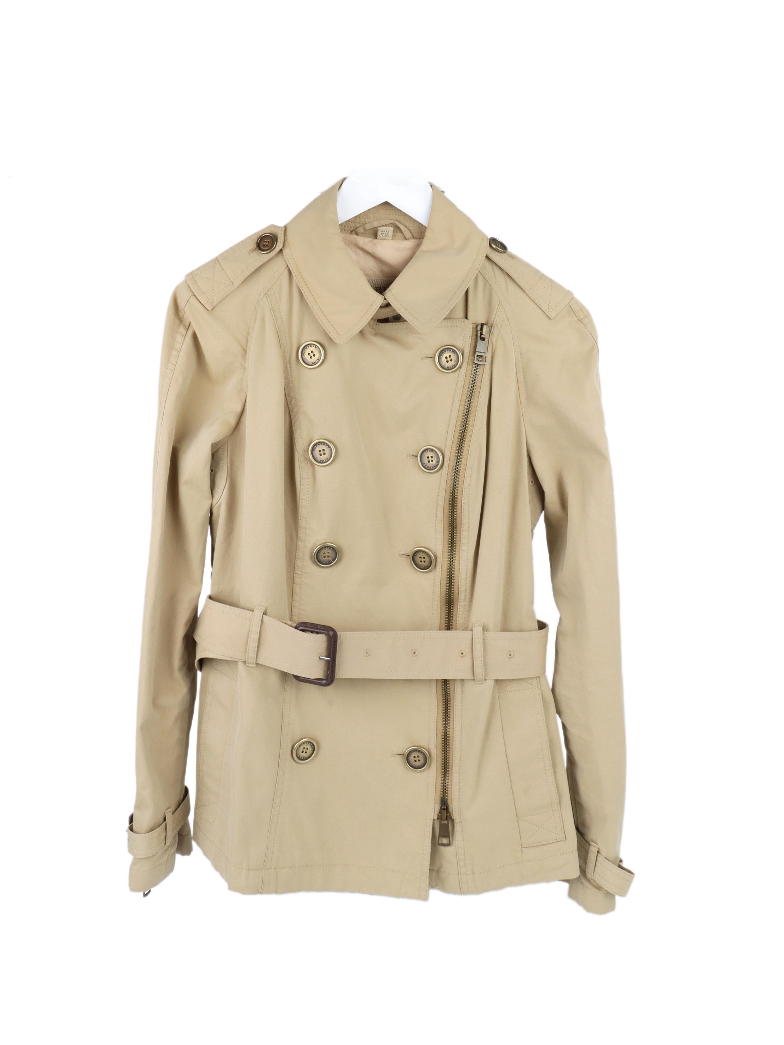 Burberry Short Tan Trench Coat for Women | Classic Waterproof Raincoat | Perfect for Work, Travel & Fall Fashion
