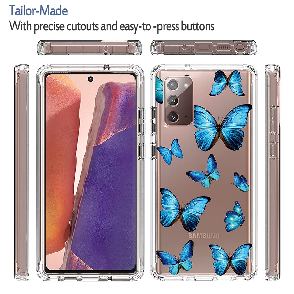 Samsung Galaxy Note 20 5G Case for Women - Shockproof Clear Floral TPU Slim Protective Phone Cover with Full Body Protection (Butterfly Design) | Perfect for Everyday Use, Work & Travel