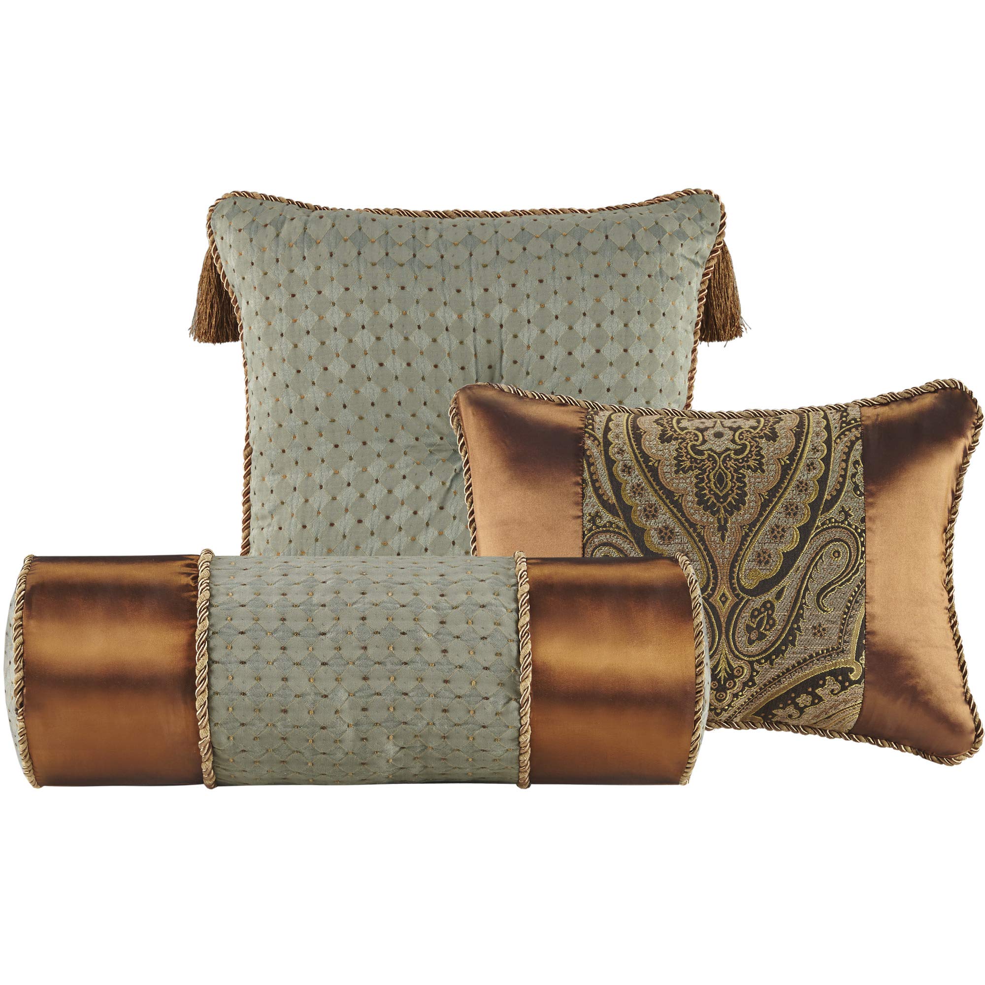 Hampton Hill King Size 10-Piece Bed in a Bag Comforter Set - 2-in-1 Duvet & Ultra Soft Microfiber Bedding in Teal & Brown Jacquard Medallion Damask Pattern | Perfect for Master Bedroom, Guest Room & Luxury Hotel Style Decor