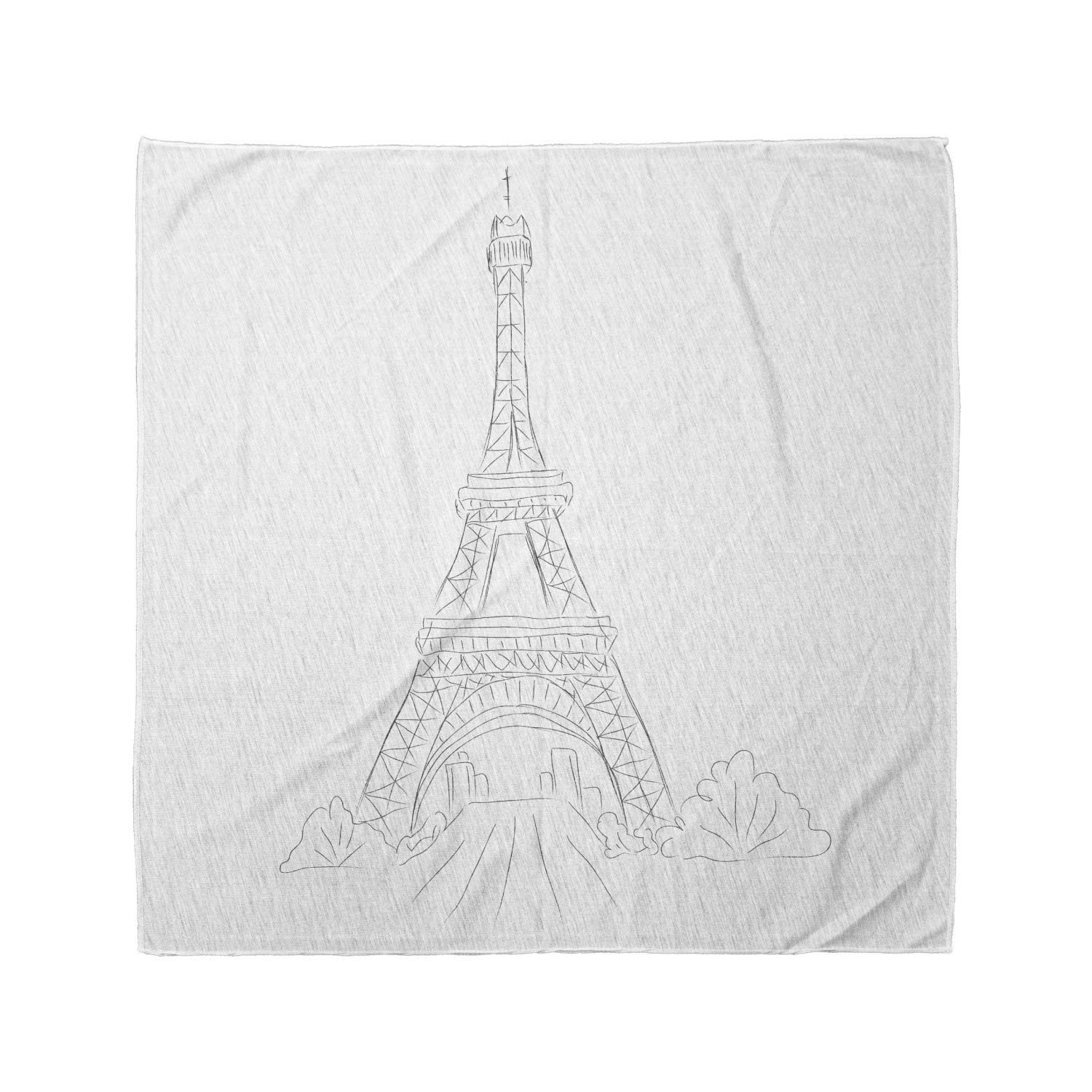 Ambesonne Eiffel Tower Bandana - Hand Drawn Parisian Monument Design - Unisex Head Scarf & Neck Tie for Travel, Outdoor Activities & Fashion Accessories