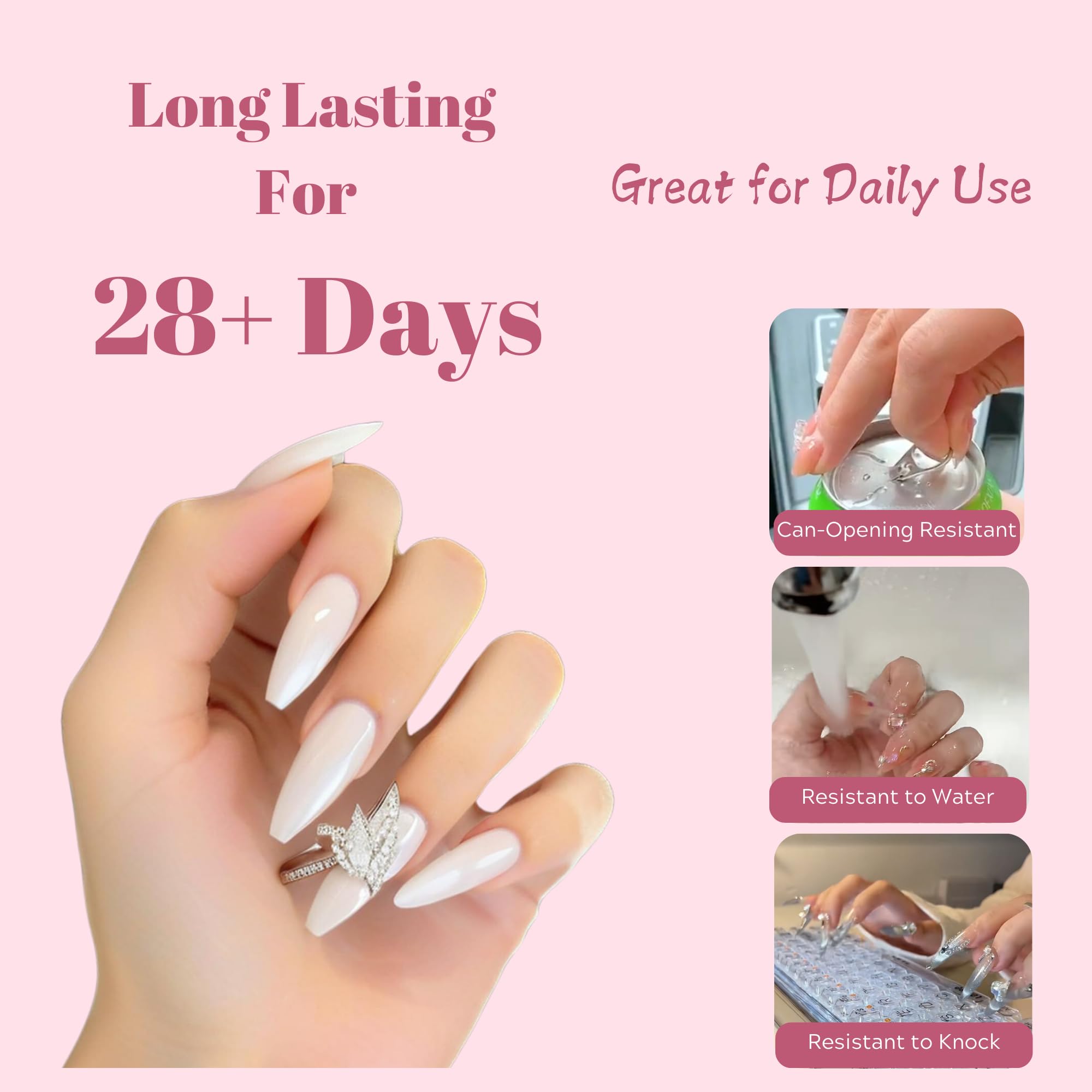 Strong & Long-Lasting Solid Nail Glue Gel for Press On Nails & Acrylic Tips | 15ML UV-Cured Hard Gel Adhesive for DIY False Nails at Home | Perfect for Salon-Quality Manicures & Nail Extensions