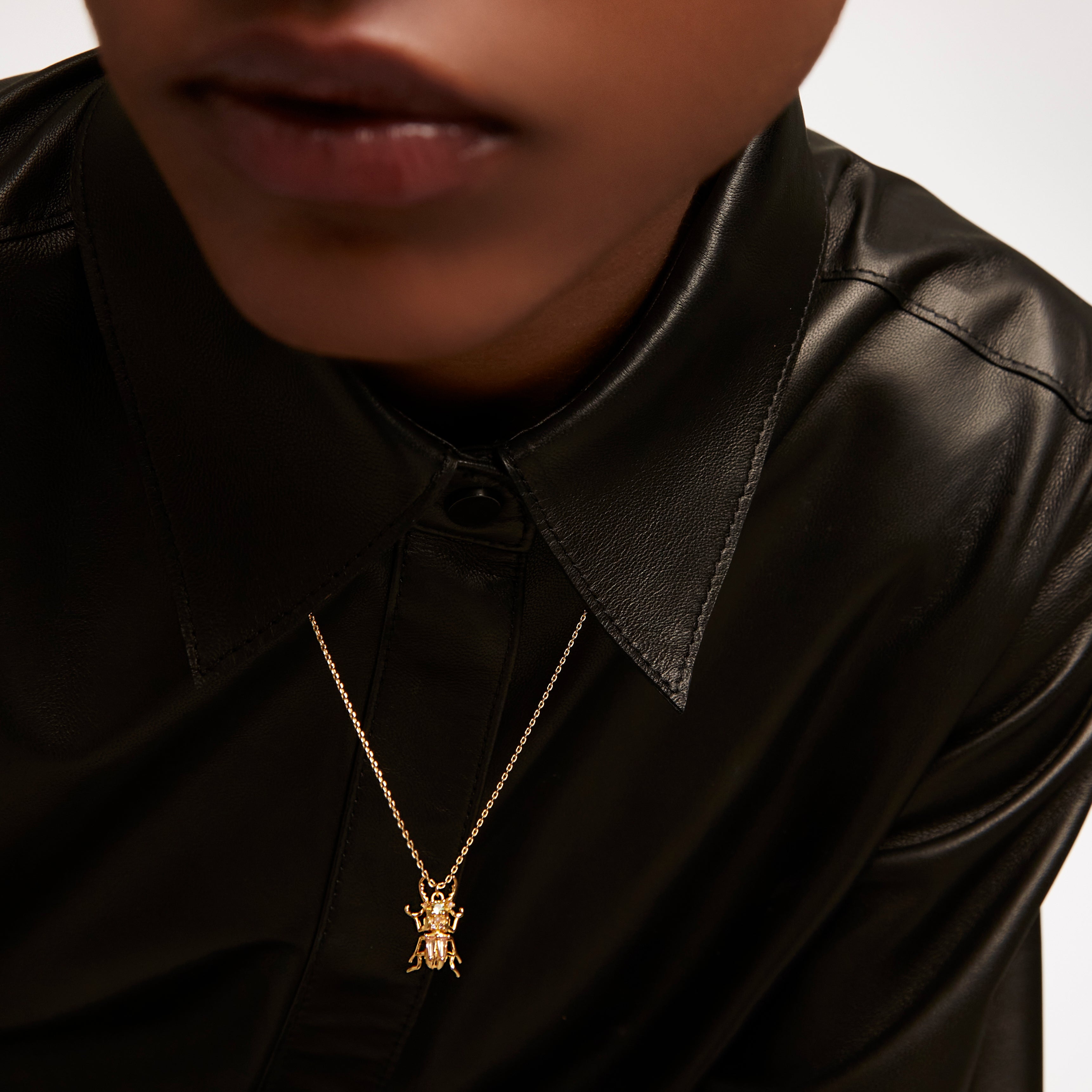 Courage Beetle Amulet Necklace - Handmade Jewelry for Protection & Strength - Perfect for Spiritual Healing, Meditation & Everyday Wear