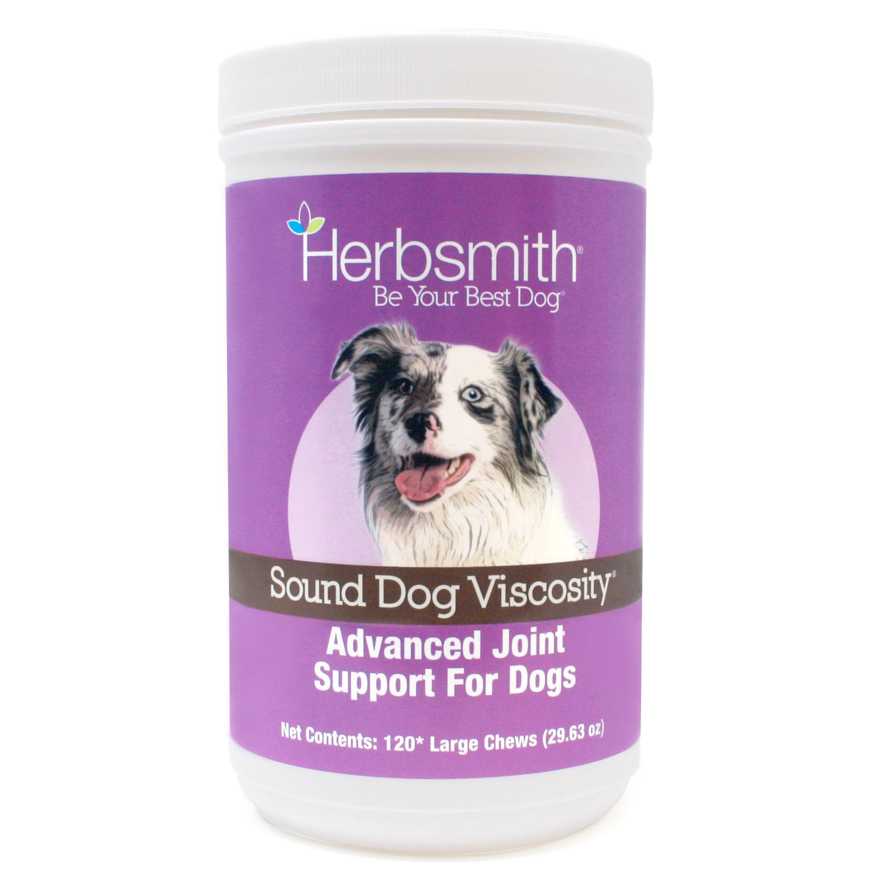 Herbsmith Sound Dog Viscosity - Advanced Joint Support Chews for Dogs with Glucosamine, Chondroitin & MSM - Vet Recommended Supplement for Hip & Joint Pain Relief - 120 Large Soft Chews for Senior Dogs & Active Pets - Perfect for Daily Mobility Support & Arthritis Care