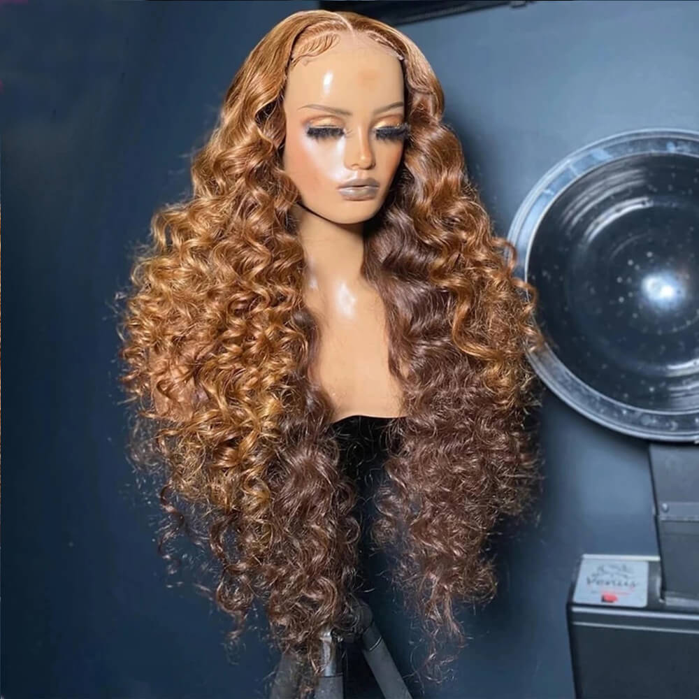Eullair Ombre Brown Body Wave & Water Wave Lace Front Wig - Natural Looking Human Hair Frontal for Women | Perfect for Daily Wear, Parties & Special Occasions