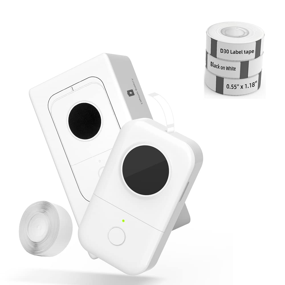 Phomemo 0.55'' x 1.18'' Clear Labels 3 Rolls with D30 Sticker Maker Machine - Inkless Mini Label Maker for Home Office Organization, Jars & Storage - Perfect for Crafting, Pantry Labeling & School Supplies