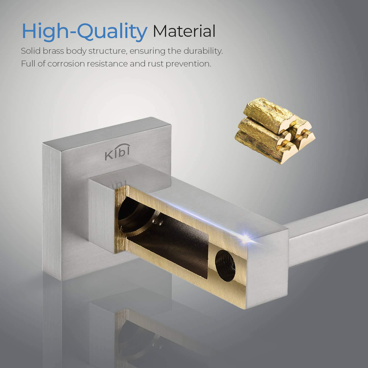 KIBI 4-Piece Bathroom Hardware Set - Solid Brass Towel Bar, Towel Ring, Toilet Paper Holder & Robe Hooks - Brushed Nickel Finish (C-KBA15-4) | Modern Bathroom Accessories for Home & Hotel Decor | Perfect for Powder Rooms, Master Baths & Spa-Style Retreats