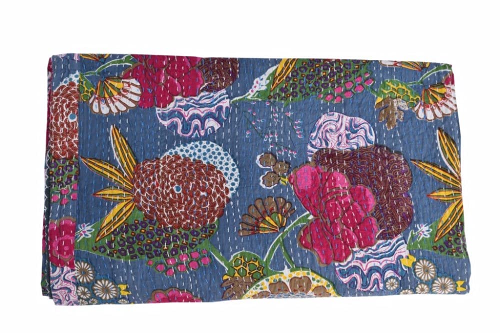 Sophia-Art Reversible Indian Kantha Quilt - Twin/King Size 108