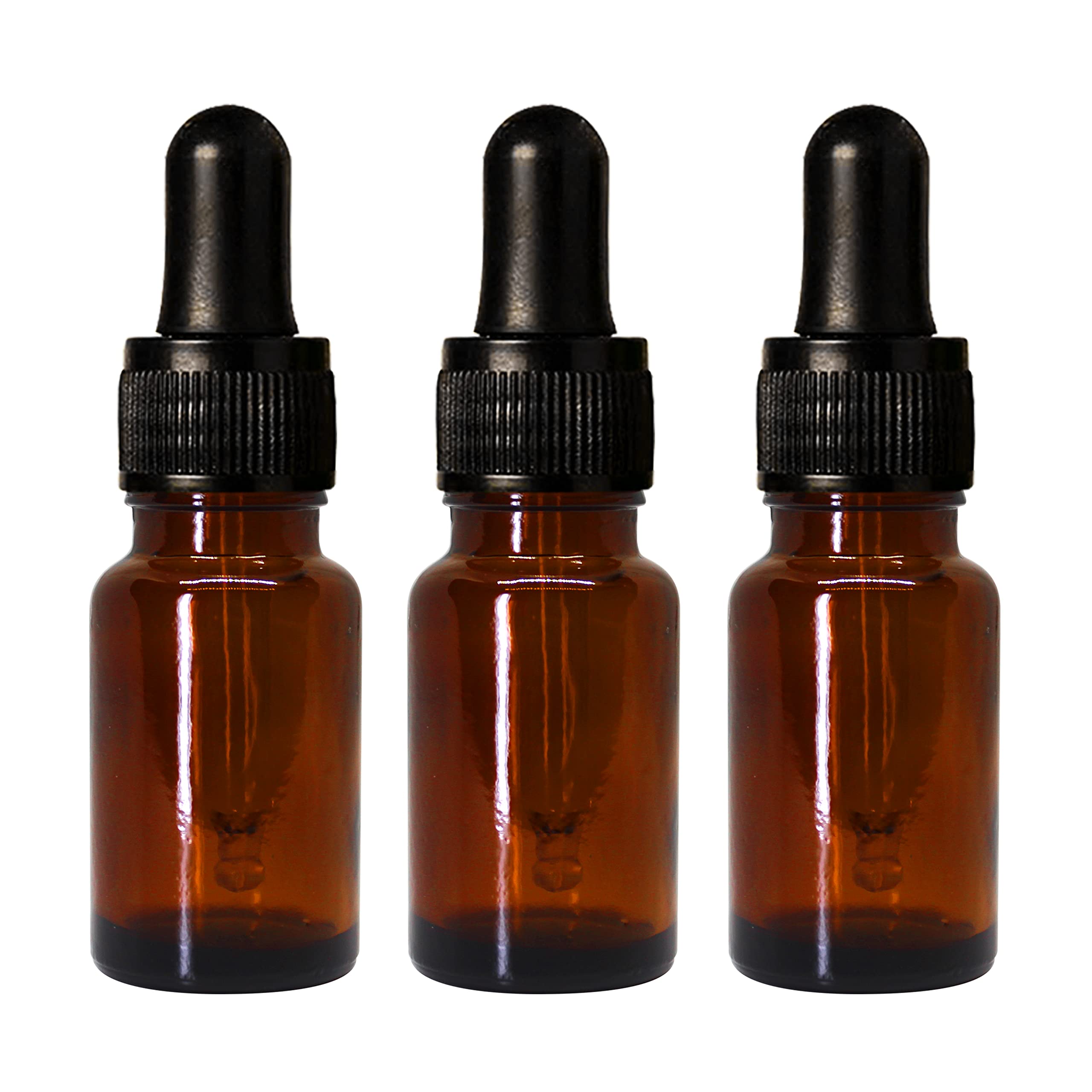 NSB Herbals 10ml Amber Round Empty Glass Bottle with Glass Dropper - Refillable Leak-Proof Essential Oil Bottles for DIY Perfume, Face Oil & Aromatherapy Blends - Includes Black Ring & Silicone Teat (Pack of 6) - Perfect for Travel, Home Spa & Gift Packaging