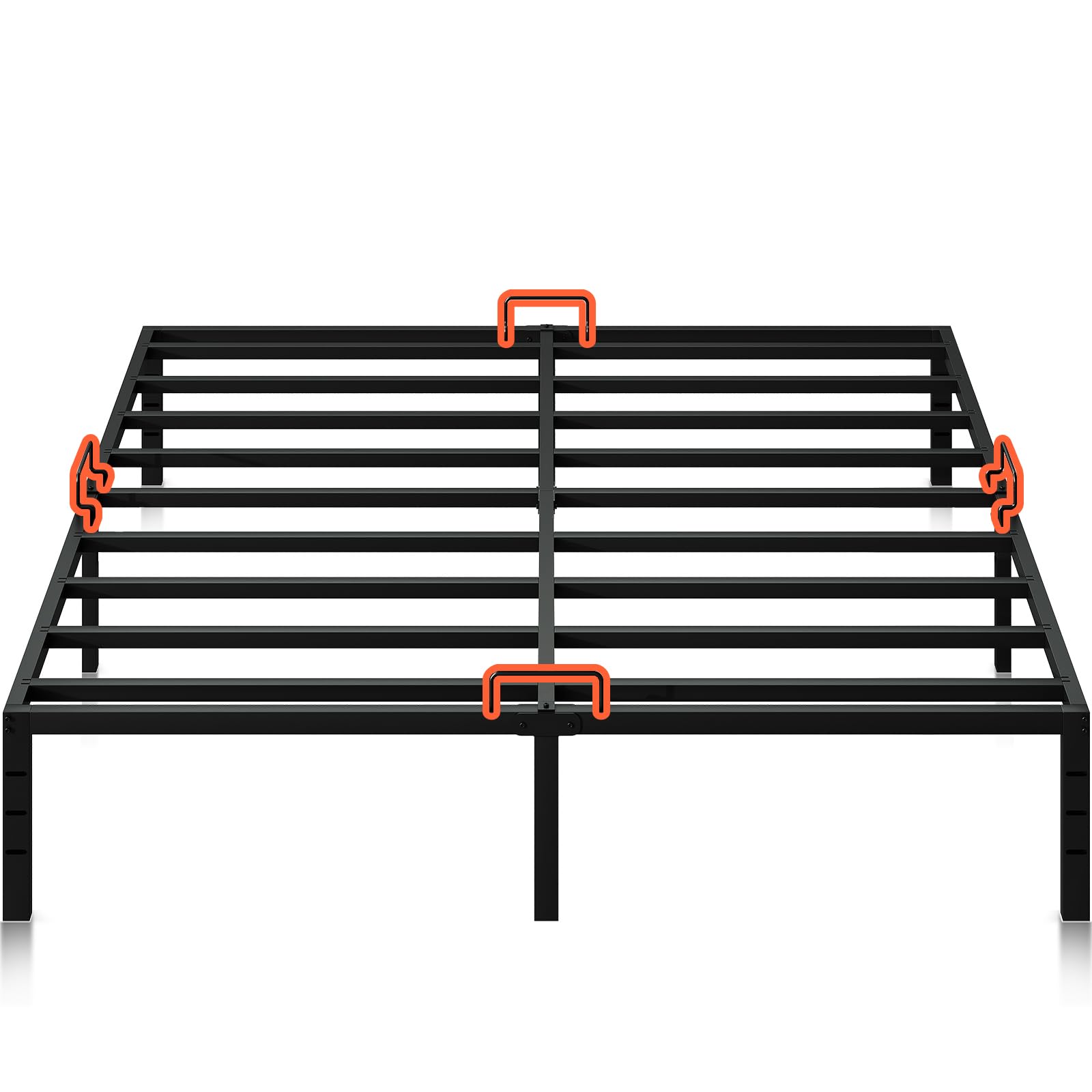 KKL King Size Bed Frame - Heavy Duty Steel Platform Bed with Mattress Retainer Bar, 14