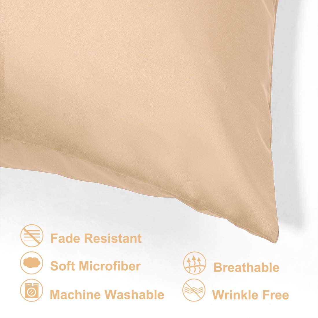 PiccoCasa 4-Pack Luxury Satin Pillowcases with Zipper - Super Soft Silky Pillow Covers (14x20 Inches, Champagne) for Bedroom, Travel & Gift Giving