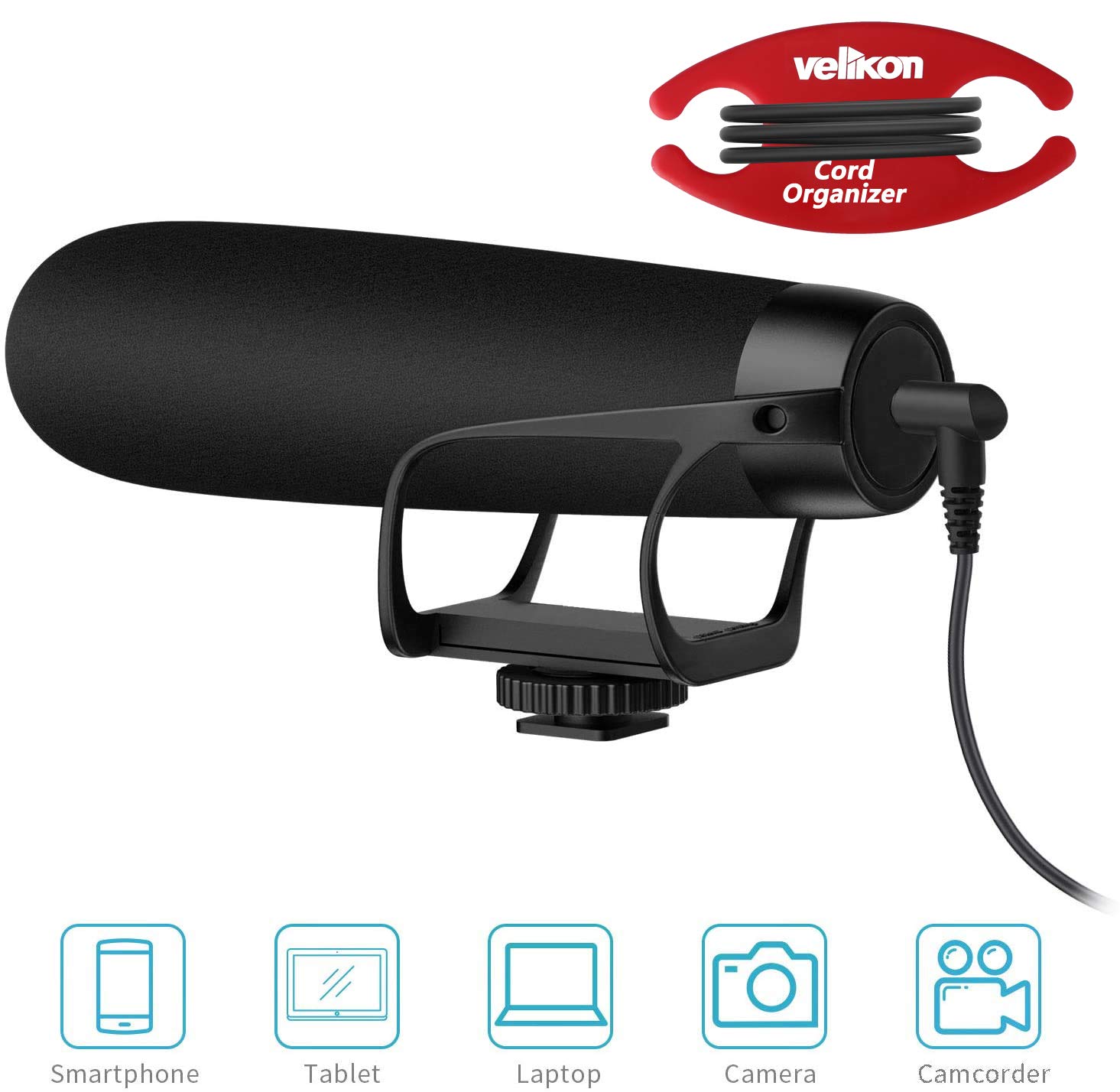 Professional Super-Cardioid Shotgun Microphone with 3.5mm Jack & Shock Mount - Compatible with DSLR Cameras, Smartphones, Audio Recorders - Perfect for Vlogging, Interviews, YouTube & Field Recording