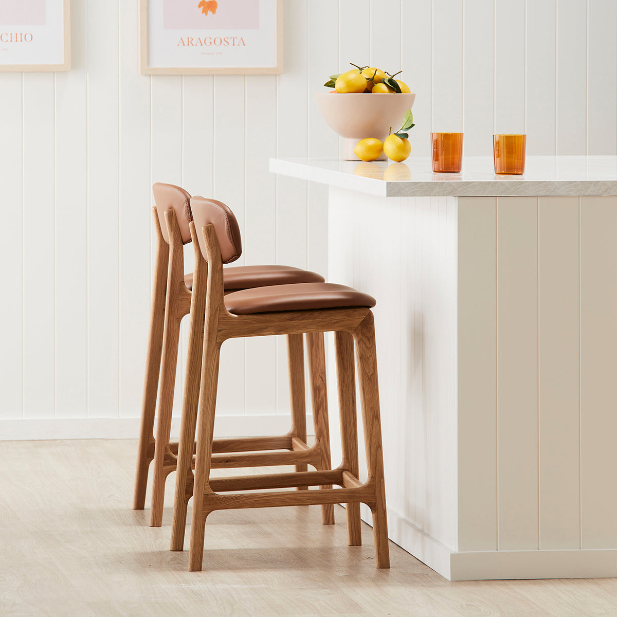 Premium Alaska Leather Bar Stool - Handcrafted Genuine Leather Counter Height Stool for Kitchen Island, Home Bar & Dining Room - Modern Rustic Decor with Adjustable Height & Comfortable Backrest