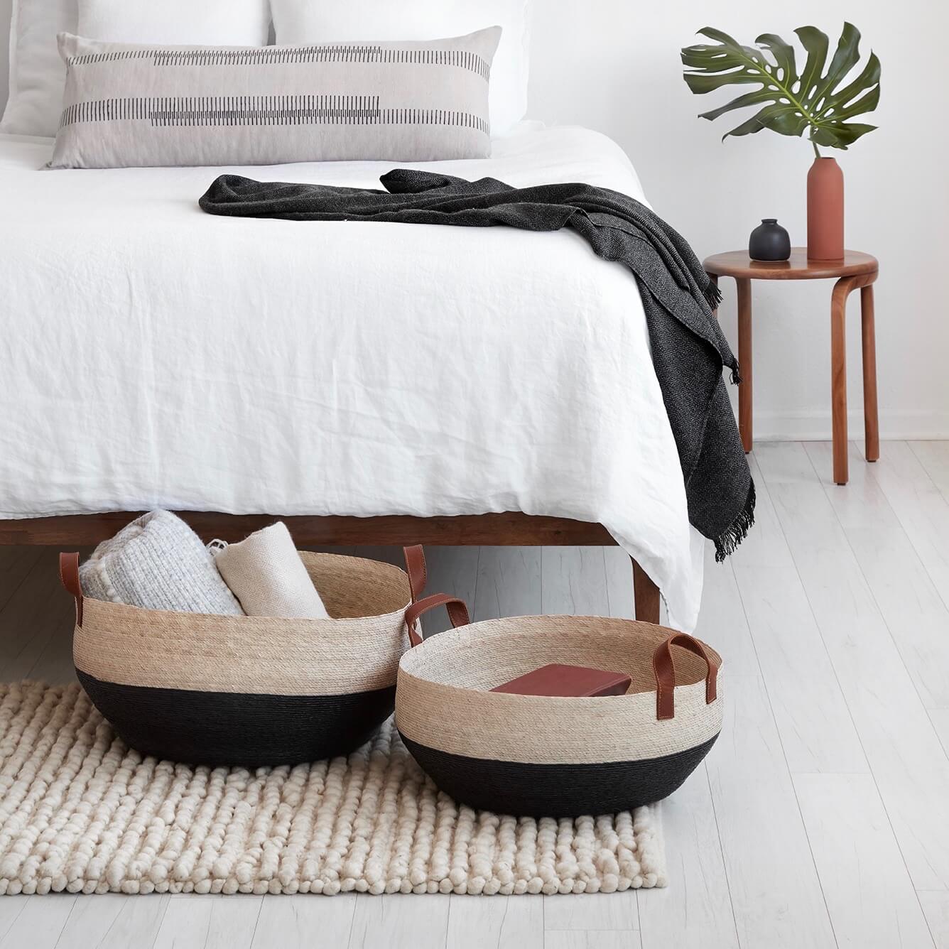 Stylish Mercado Floor Baskets - Woven Storage Baskets for Home Organization | Perfect for Living Room, Bedroom & Nursery Decor