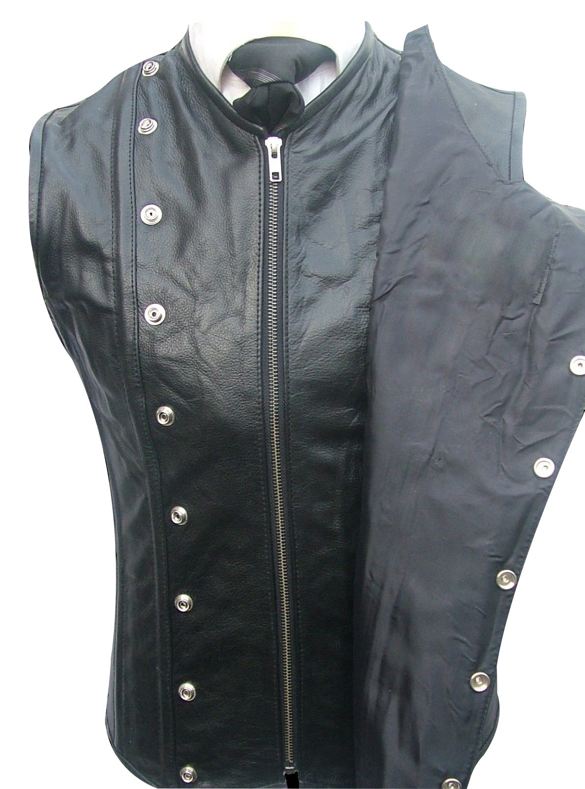 Men's Black Leather Waistcoat Vest - Victorian Style Steel Boned Corset for Gothic & Military Fashion - Perfect for Steampunk Costumes, Renaissance Fairs & Alternative Fashion