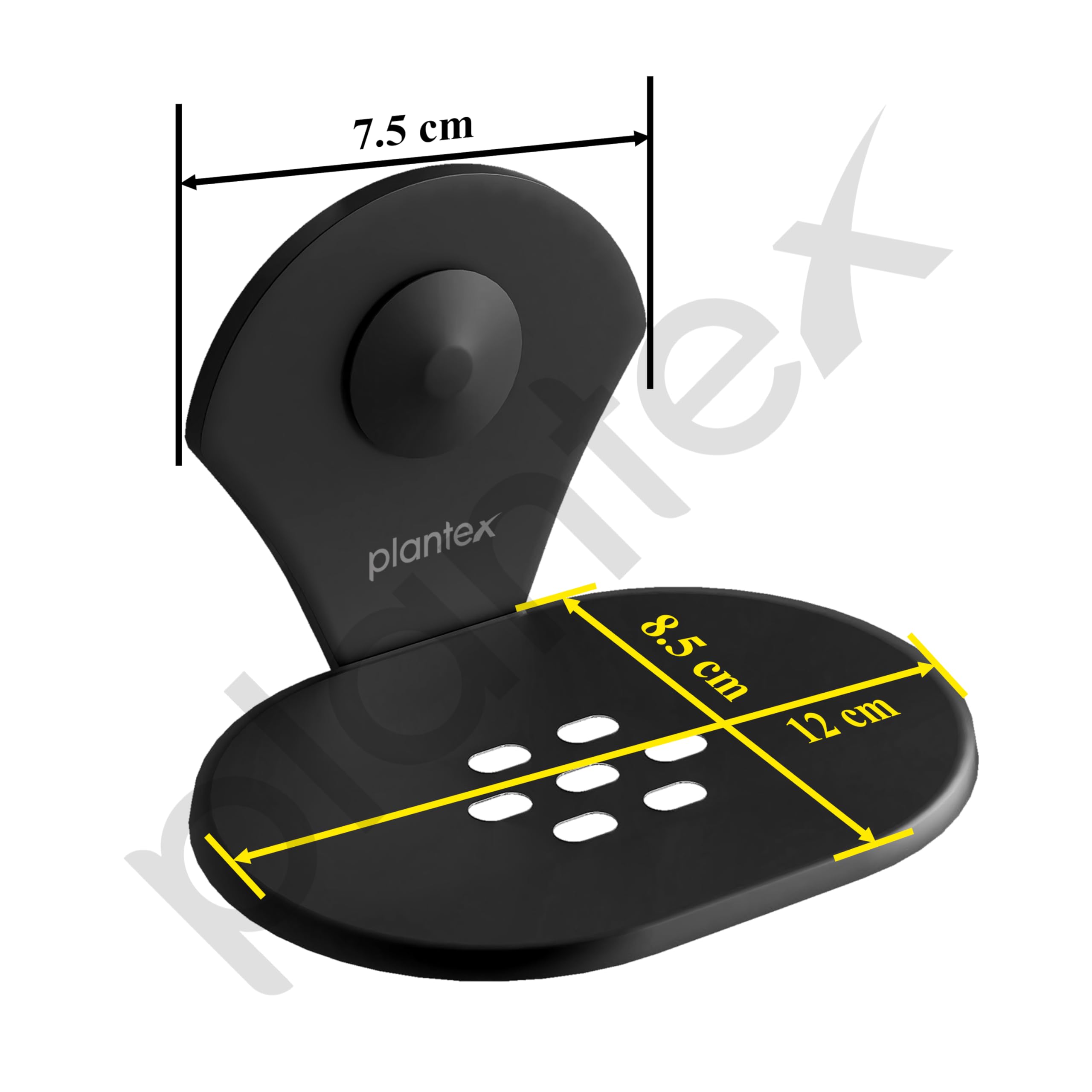 Plantex Royal Self-Adhesive Stainless Steel Soap Dish - Rustproof Bathroom Soap Holder with Strong Adhesive, Powder Coated Black for Shower, Kitchen Sink & Vanity Organizer