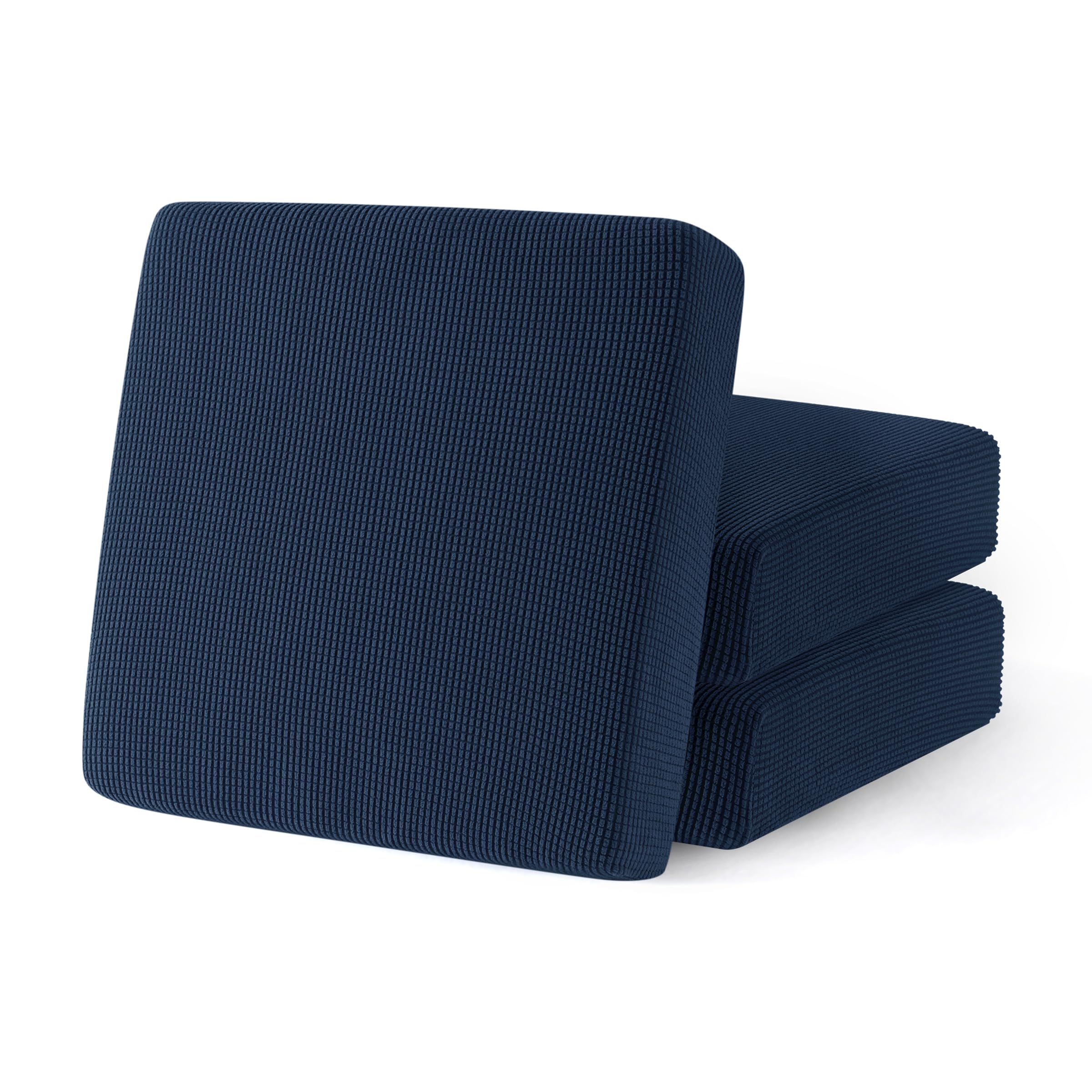 Stretch Cushion Covers 3-Pack - Elastic Spandex Sofa Slipcovers for Couch, Loveseat, RV & Chair - Navy Blue Furniture Protector - Perfect for Home, Office & Travel Use