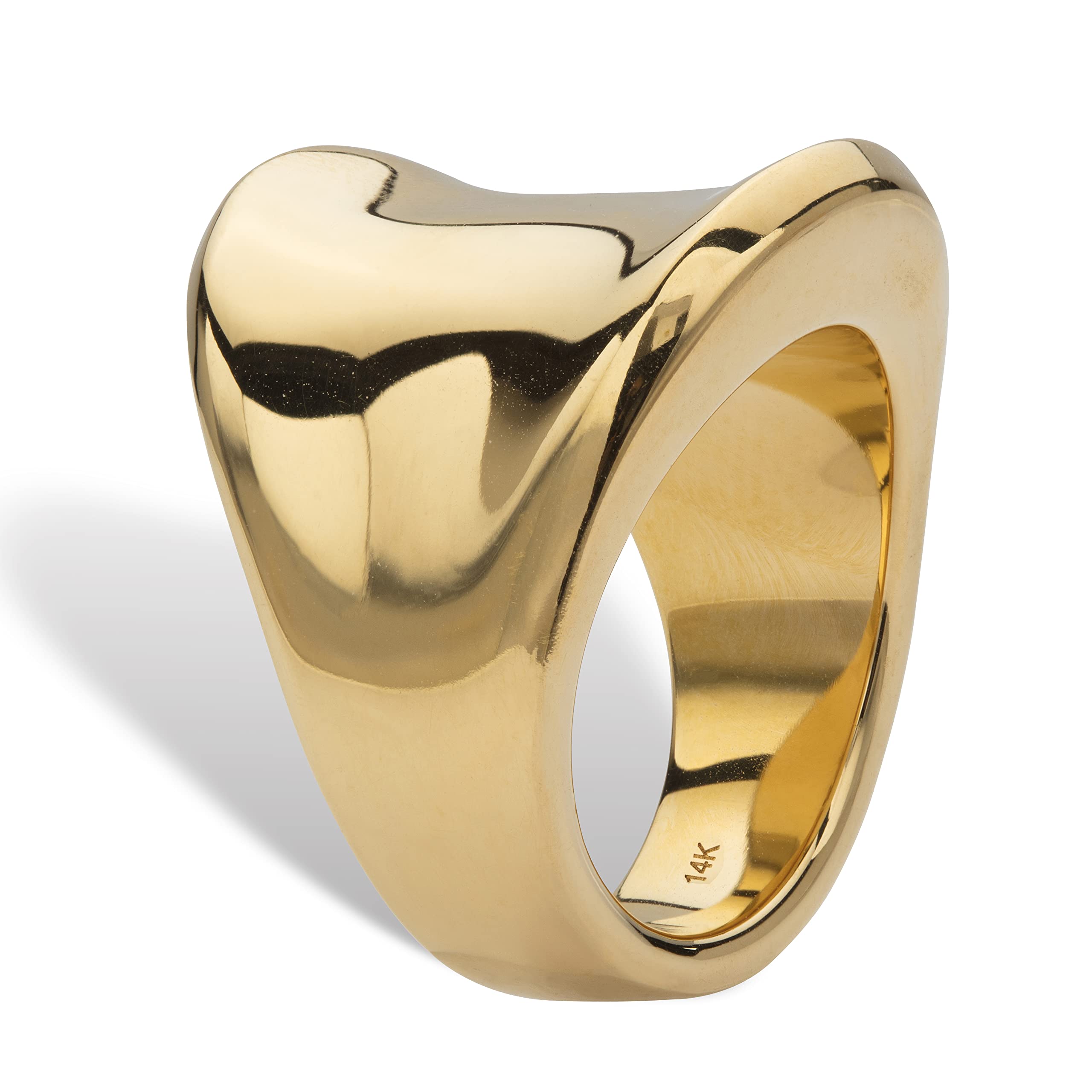 14K Yellow Gold Nano Diamond Resin Filled Freeform Ring for Women - Handmade Boho Concave Ring Size 6-10 - Perfect for Weddings, Parties & Everyday Boho Jewelry