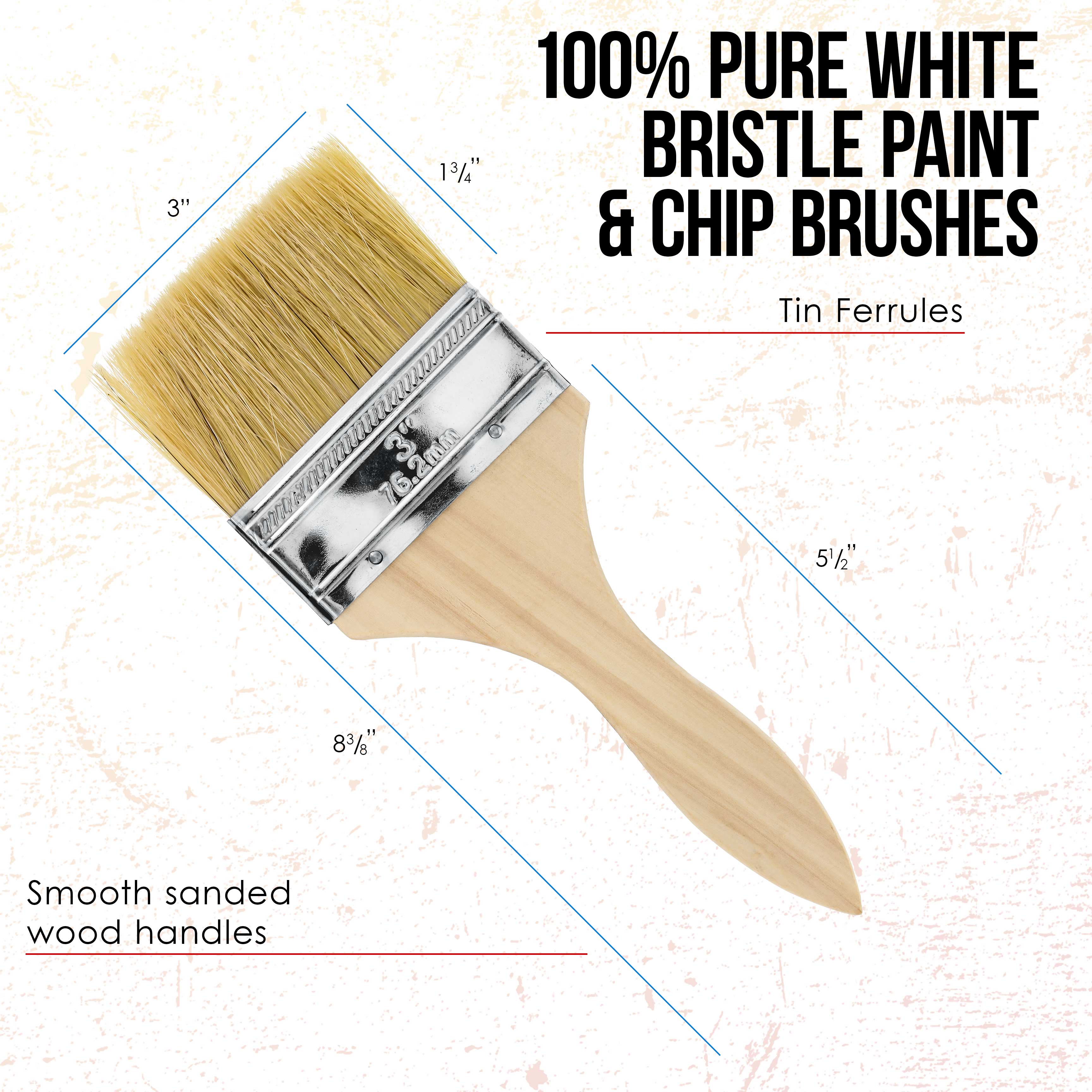 12 Pack of 3 Inch Paint Brushes - Professional Chip Brushes for Paint, Stains, Varnishes, Glue & Gesso - Perfect for DIY Projects, Home Renovation & Art Crafts