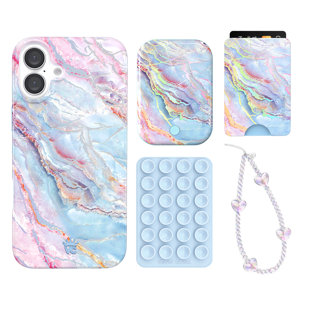 Holo Moonstone iPhone Case with Wallet - Stylish & Protective Phone Cover for iPhone 13/14/15 - Perfect for Everyday Use, Travel, and Shopping
