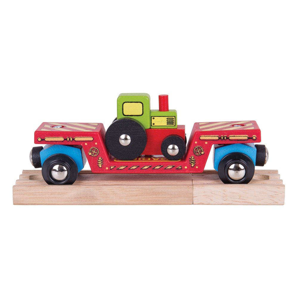 Bigjigs Rail Low Floor Wagon for Tractor Toy - Perfect for Kids' Train Sets and Imaginative Play