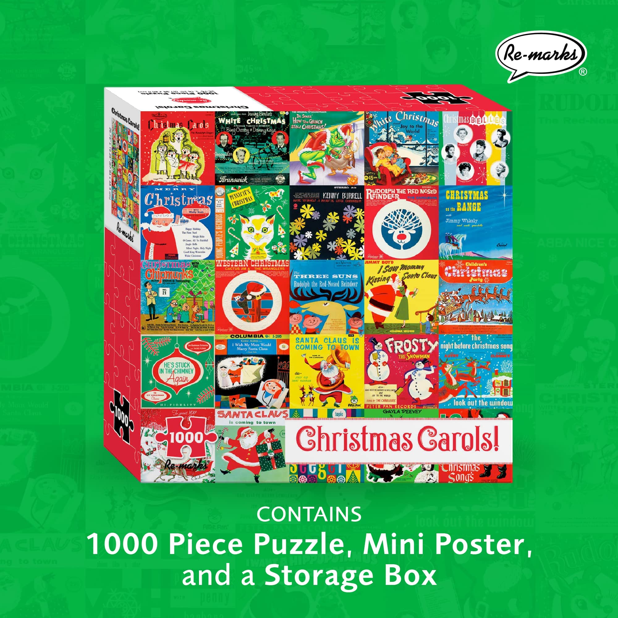 Re-marks Christmas Carols 1000-Piece Jigsaw Puzzle - Festive Holiday Collage Puzzle for Adults & Families | Perfect for Christmas Decorations & Winter Family Bonding Activities