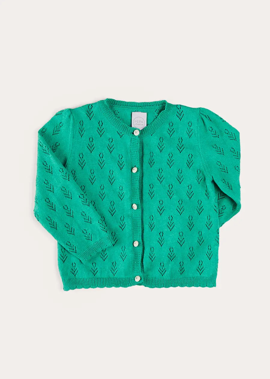Floral Openwork Cotton Cardigan for Girls (2-10 Years) - Lightweight Summer Cover-Up for School, Beach & Outdoor Activities
