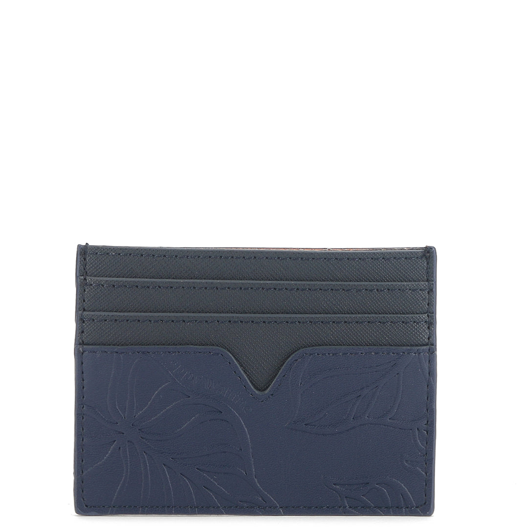 Meilany Kalo Navy Embossed Leather Card Holder - Slim RFID Blocking Wallet for Men & Women - Perfect for Travel, Business & Everyday Use