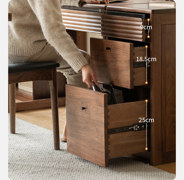 Premium Black Walnut Solid Wood Desk - Modern Nordic Style Home Office Desk for Study, Work & Writing - Durable & Stylish Workspace Solution