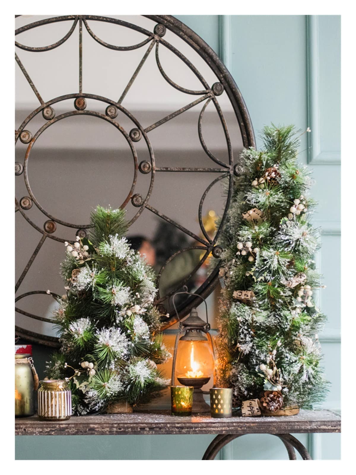 Yaoqijie Small Christmas Tree Ice Crystals Cedar Ornament - Imitative Artificial Plant for Home Showcase, DIY Christmas Wreath, Lasting Decor for Holiday, Party, and Winter Festivities