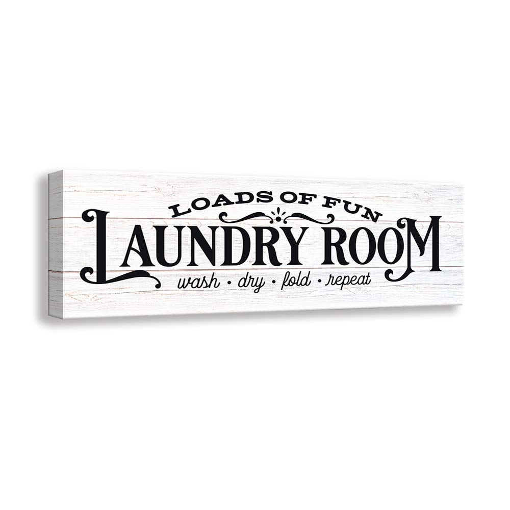 Kas Home Vintage Laundry Room Sign Canvas Wall Art - Rustic Laundry Rules Framed Print - Bathroom & Laundry Room Decor (17x6 inches) - Perfect for Farmhouse, Cottage & Vintage Style Homes