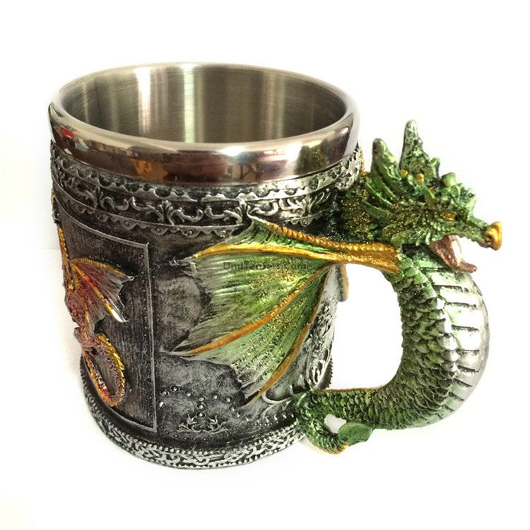 Premium Stainless Steel Dragon Mug - Insulated Travel Coffee Cup with Lid - Perfect for Hot & Cold Drinks - Ideal for Camping, Office, and Gifts